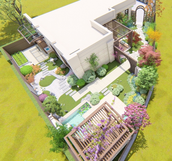 青島庭院設計效果圖